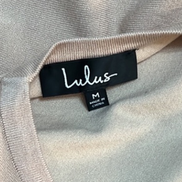 Lulu’s Tan Short Waisted Sweater with Deep V-Back. Size Medium. NWT. - Picture 2 of 6